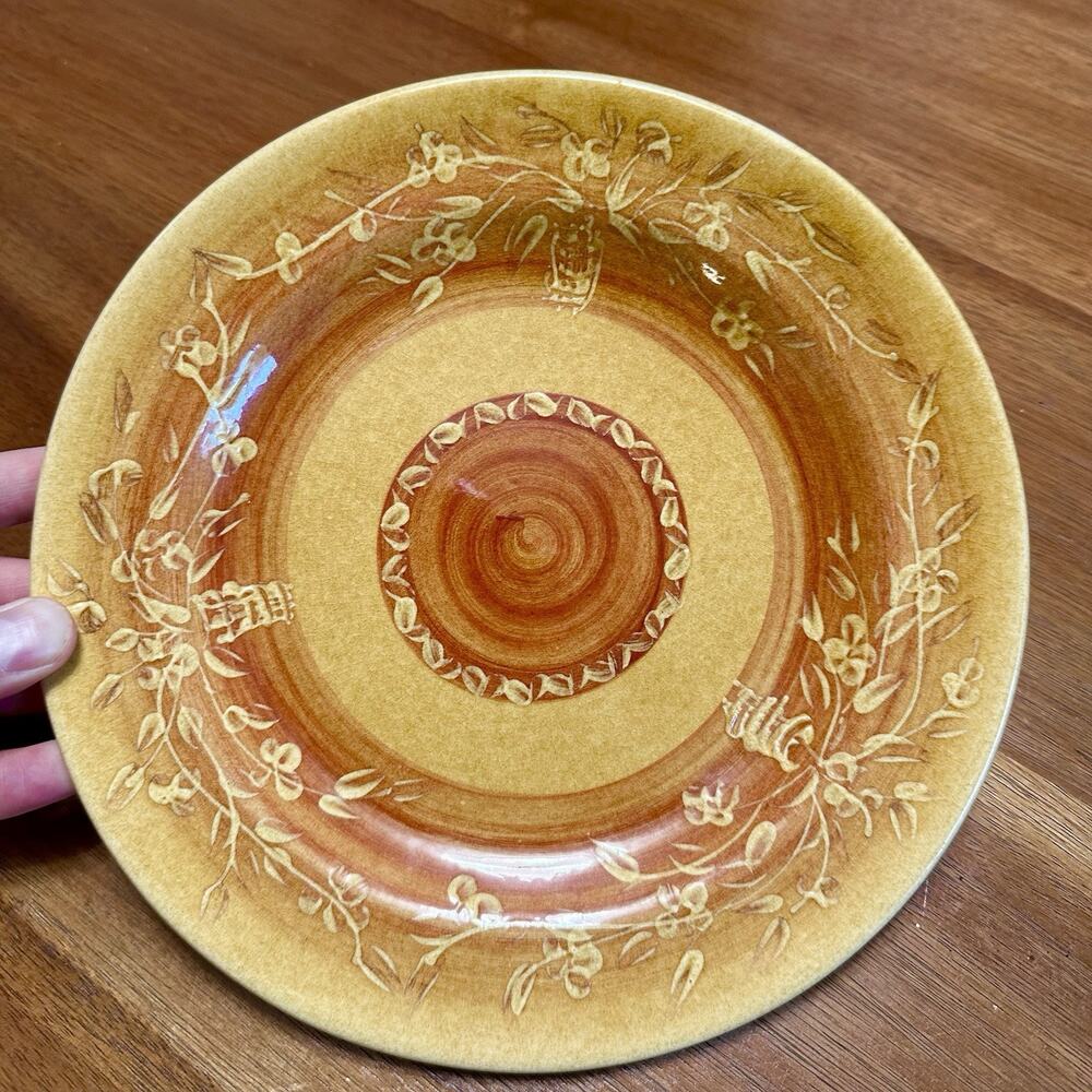 Vintage Terre E Provence 9 1/8” Mustard Yellow Brown Accent Plate - Hand Painted